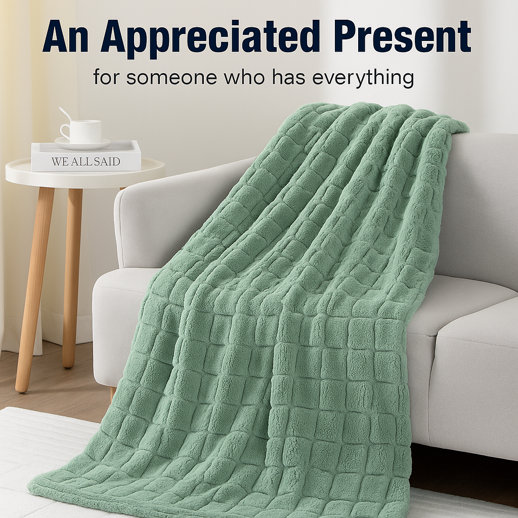 Peach Fuzz weighted throw blanket adds warmth and serenity to any room