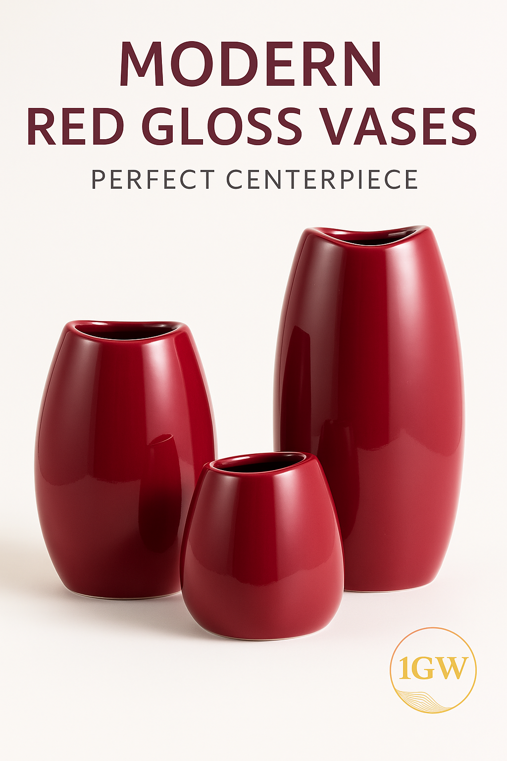 Glossy red ceramic vases create passion and warmth in home decor