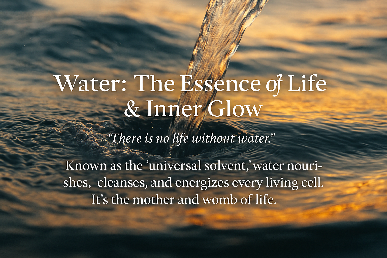 Water pouring into a body of water with text: