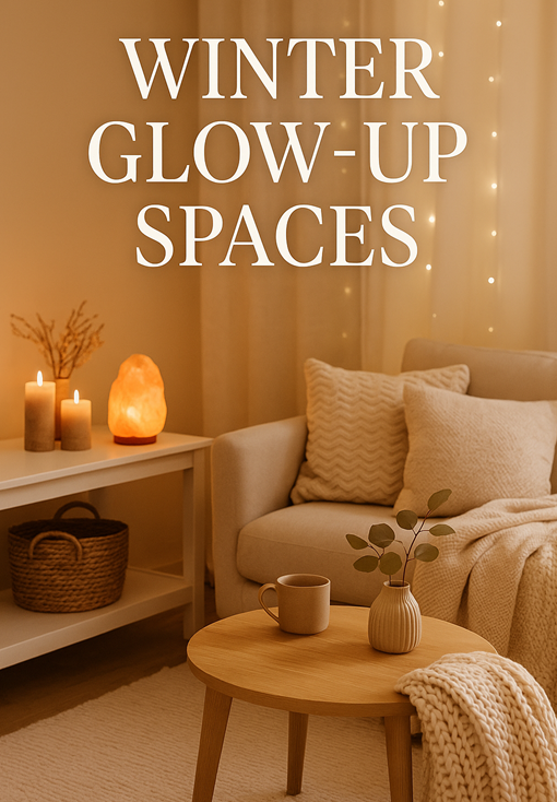 Cozy living room with soft lighting, neutral tones, and