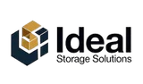 Logo for Ideal Storage Solutions: geometric blue and gold boxes next to black text.
