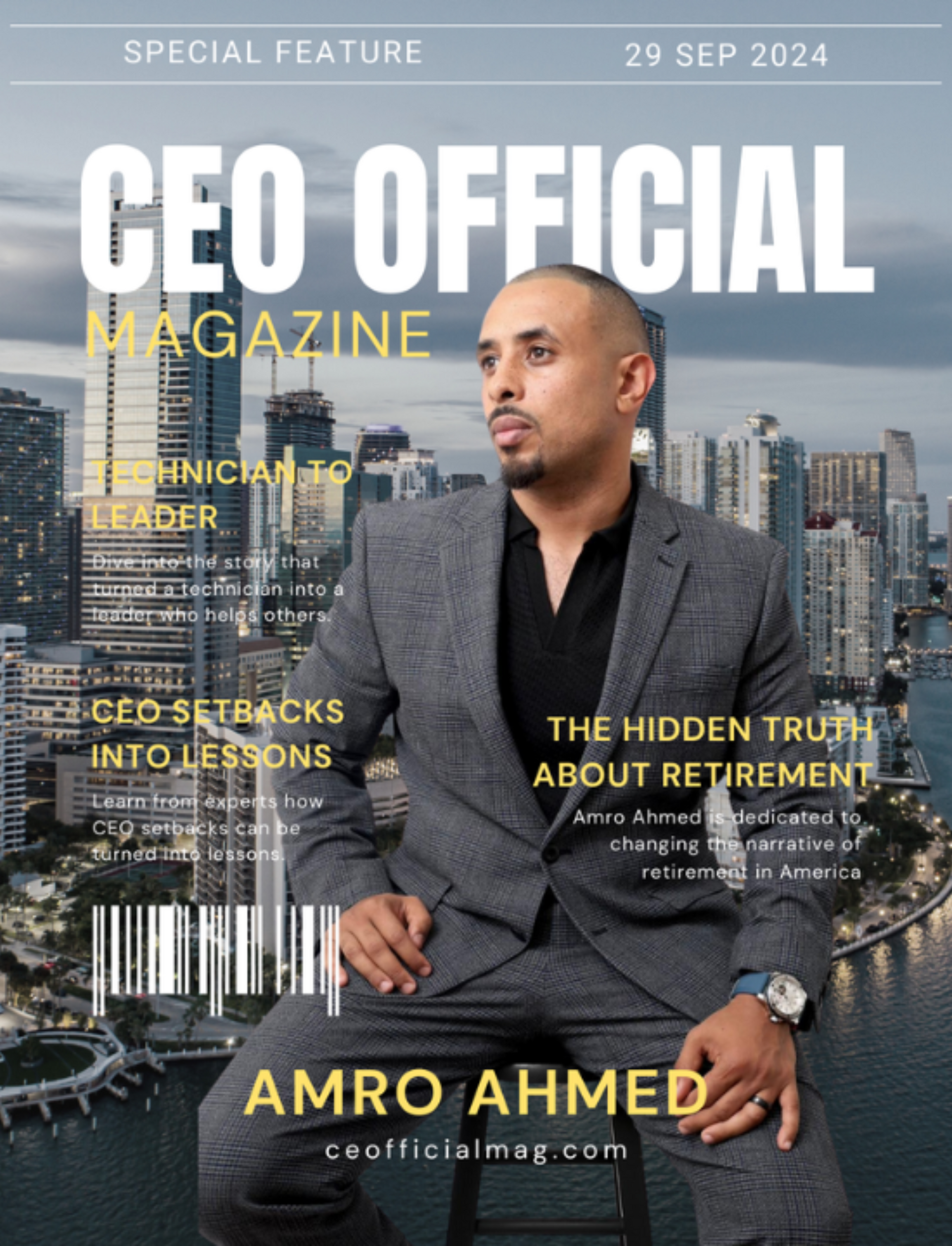 A man in a suit is on the cover of a ceo official magazine