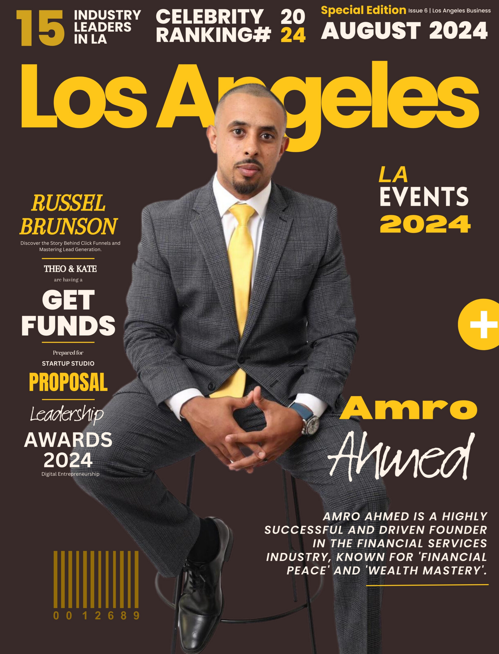 A man in a suit and tie is on the cover of a los angeles magazine