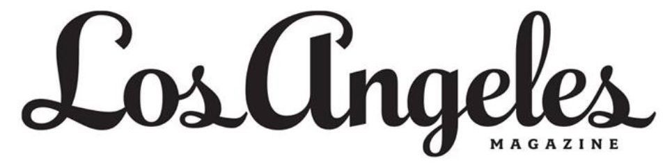 The logo for los angeles magazine is black and white.