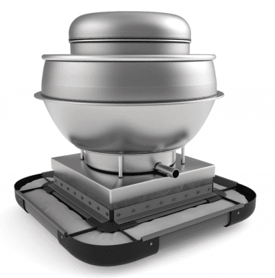 A stainless steel bowl is sitting on top of a black tray