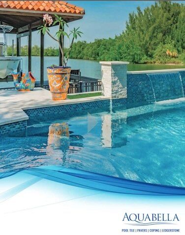 A brochure for aquabella shows a swimming pool with a waterfall