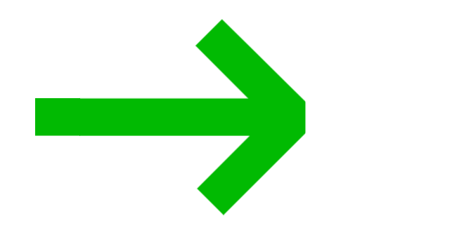 A bright green arrow pointing to the right against a plain white background.