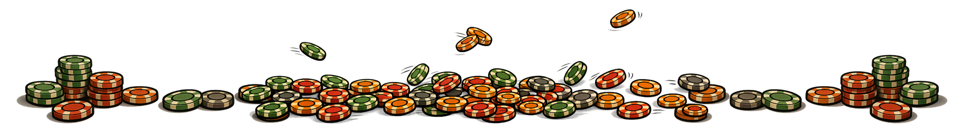 A horizontal decorative border of scattered, multi-colored autumn leaves in shades of green, orange, and brown.