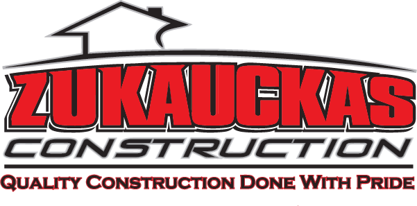 Logo for Zukaukas Construction, red text on a gray background, with a house outline above.