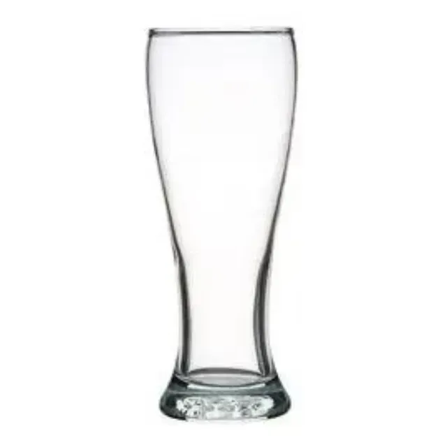 A tall glass of beer on a white background.