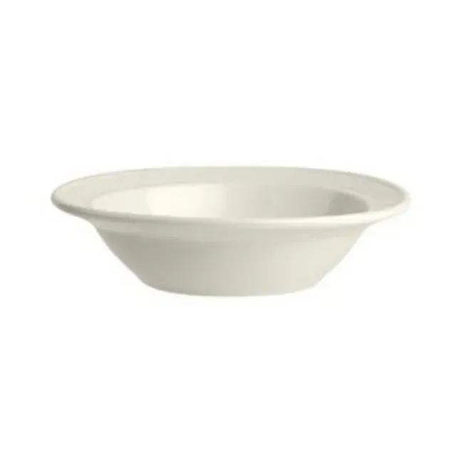 A white bowl with a rim on a white background.