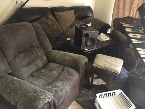 Flood damage in home