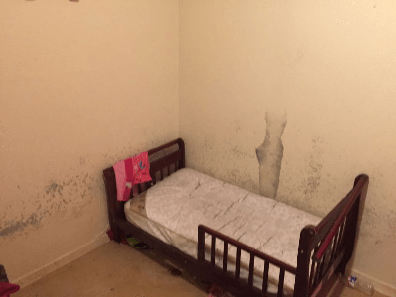 child bedroom water damage