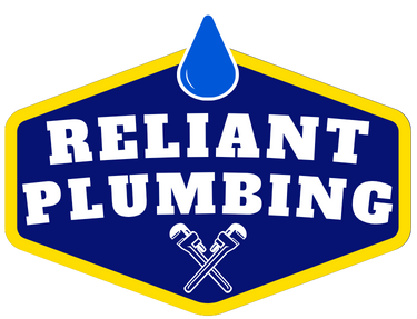 A blue and yellow logo for reliant plumbing