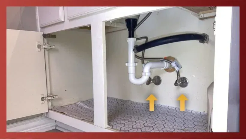 A picture of a sink with arrows pointing up and down.