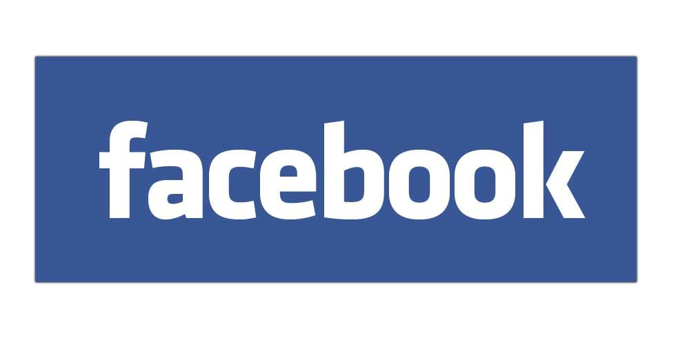A blue facebook logo on a white background