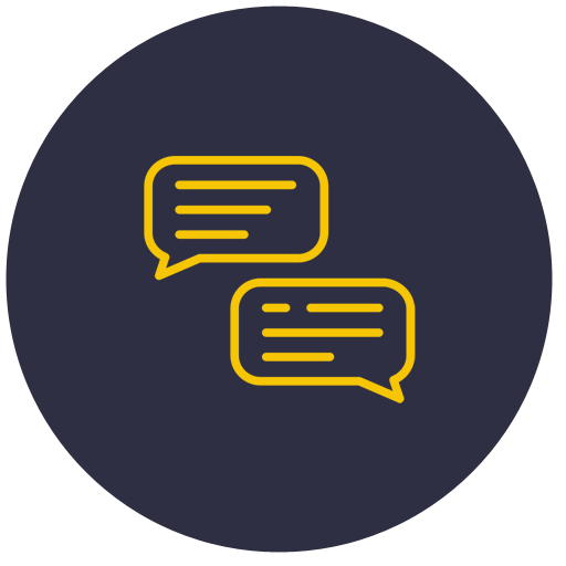 There are two speech bubbles in a circle.