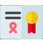 A picture of a certificate with a red ribbon and a yellow ribbon.