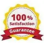 A 100 % satisfaction guarantee badge with a red ribbon.