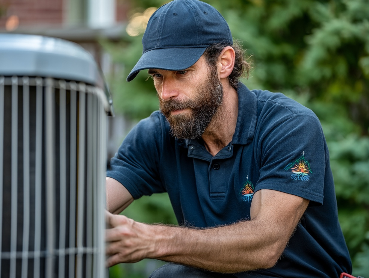 HVAC technician providing air conditioning maintenance services