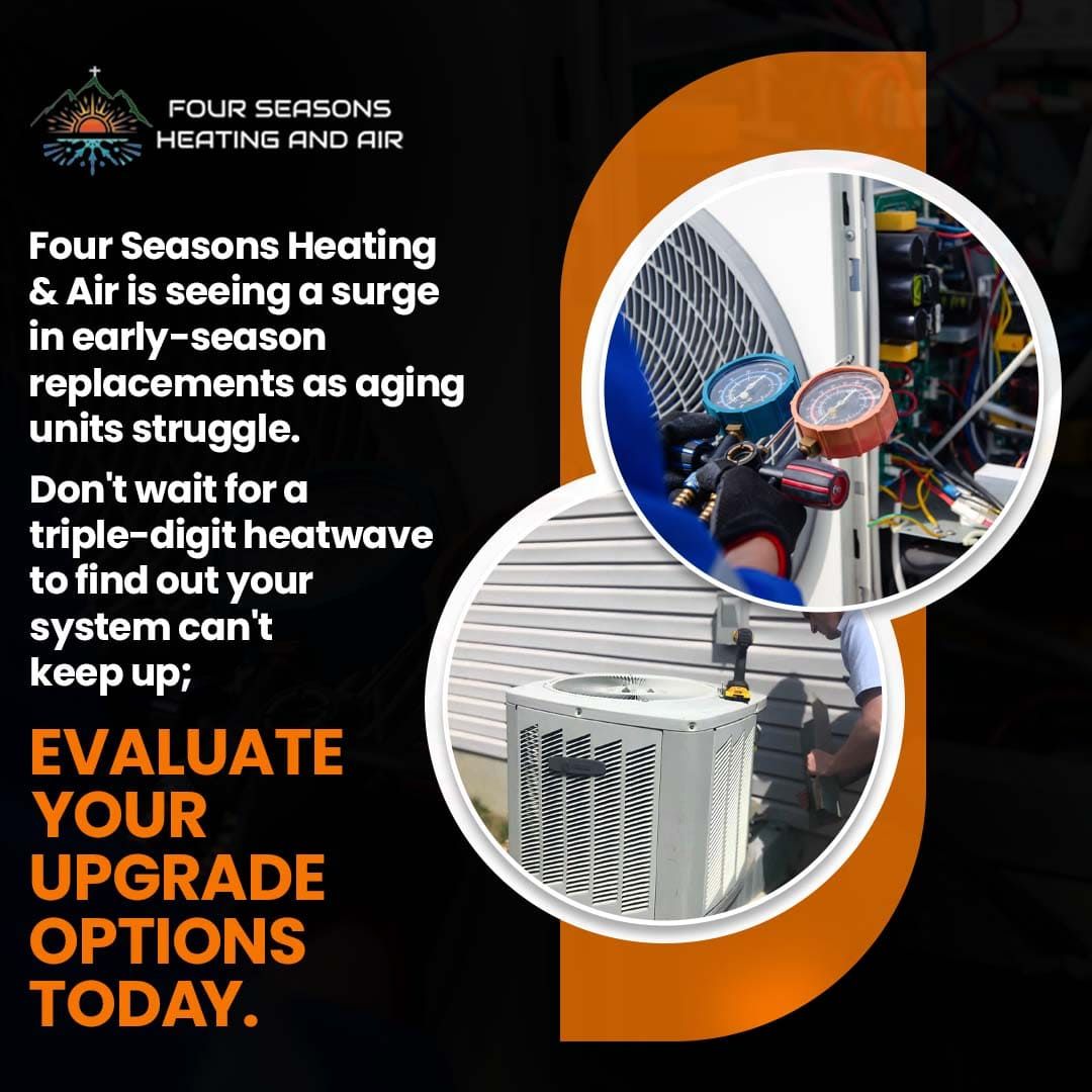 Outdoor air conditioning unit being inspected for upgrade and energy efficiency evaluation