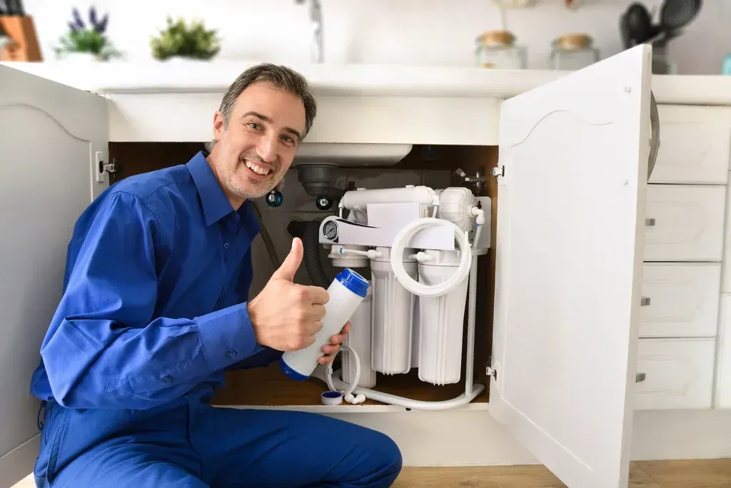 HVAC technician providing indoor air quality services