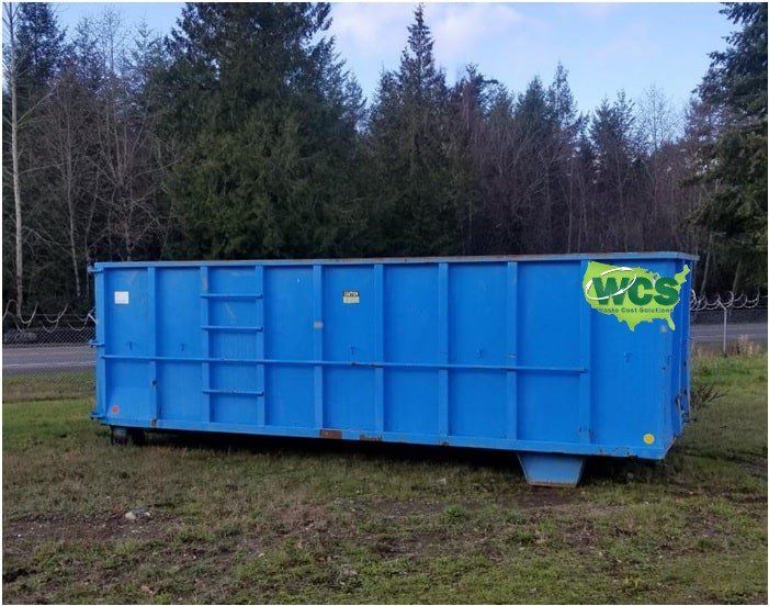 Blue Dumpster for Home Remodeling