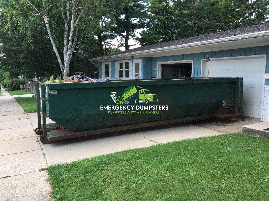 Big Green Dumpster with Garbage