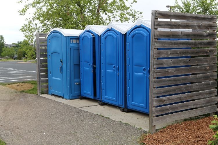 blue porta potties