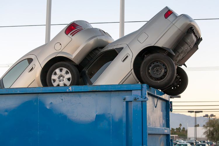 cars in dumpster