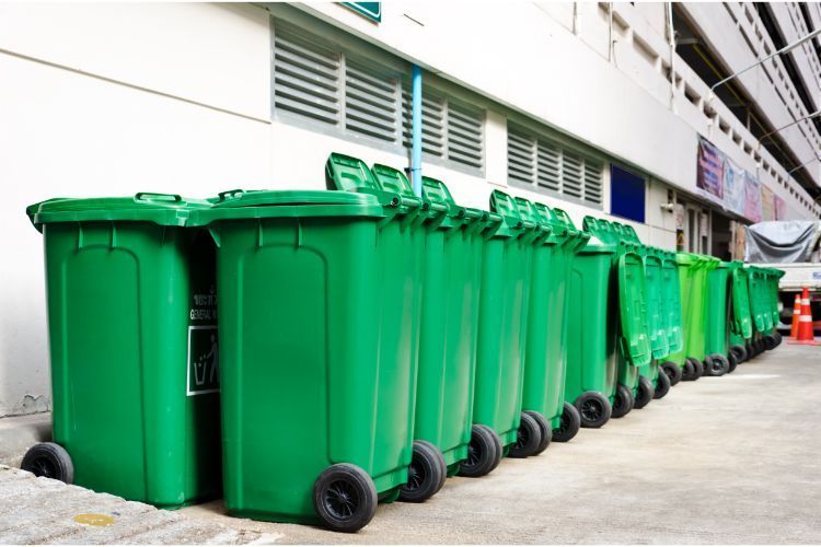 green trash bins