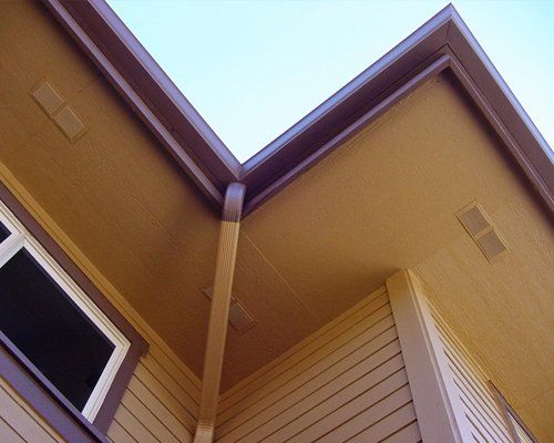 Fresh paint on soffit construction