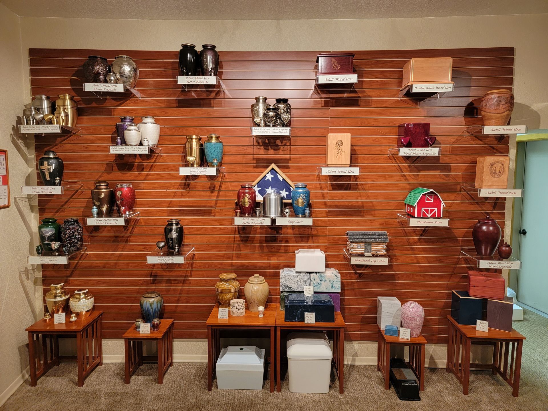 Cloyd Funeral Home & Cremation Service Urn Show Shelf