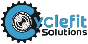 Cyclefit Solutions logo with a blue gear, a wheel, and blue text.