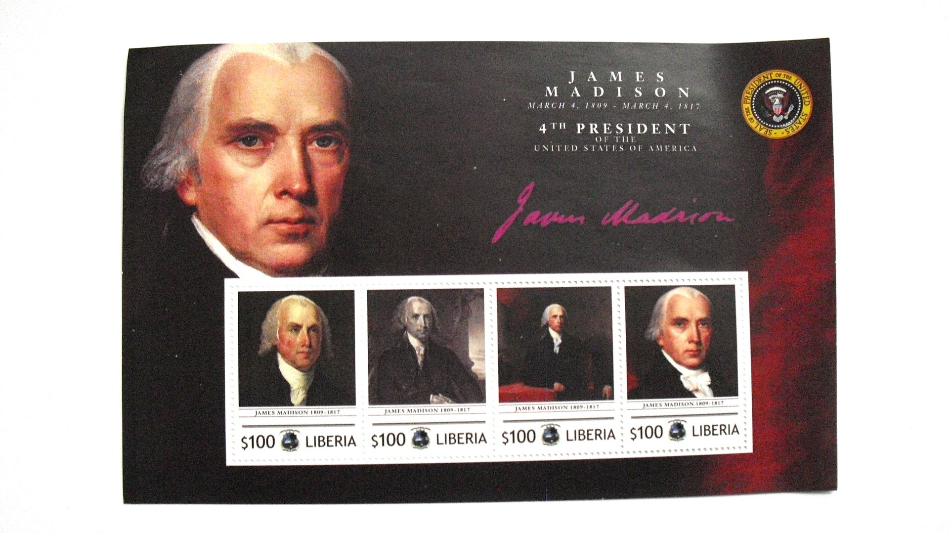 Liberia: President of the United States, James Madison, postfris