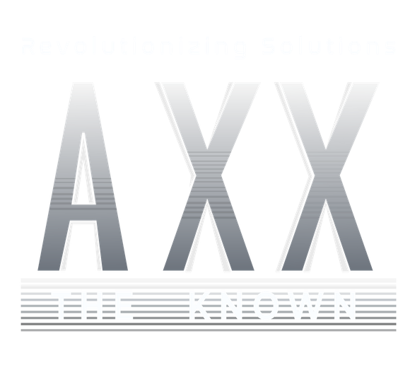 Revolutionizing Solutions: Axx the Known Logo in black and white