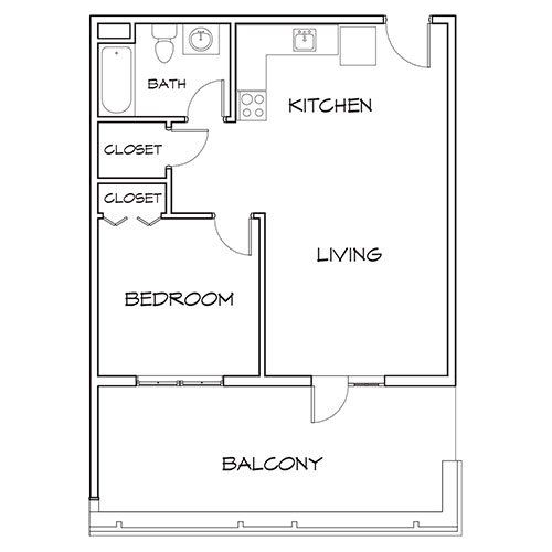 1 Bedroom w/ Balcony