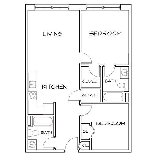 2 Bedroom no Balcony