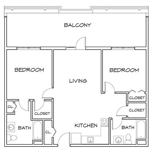 2 Bedroom w/ Balcony