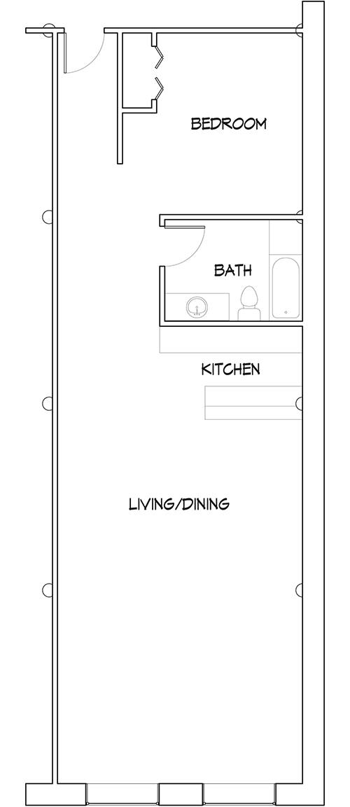 Flats at North Salina Floorplan about 1035 sq ft