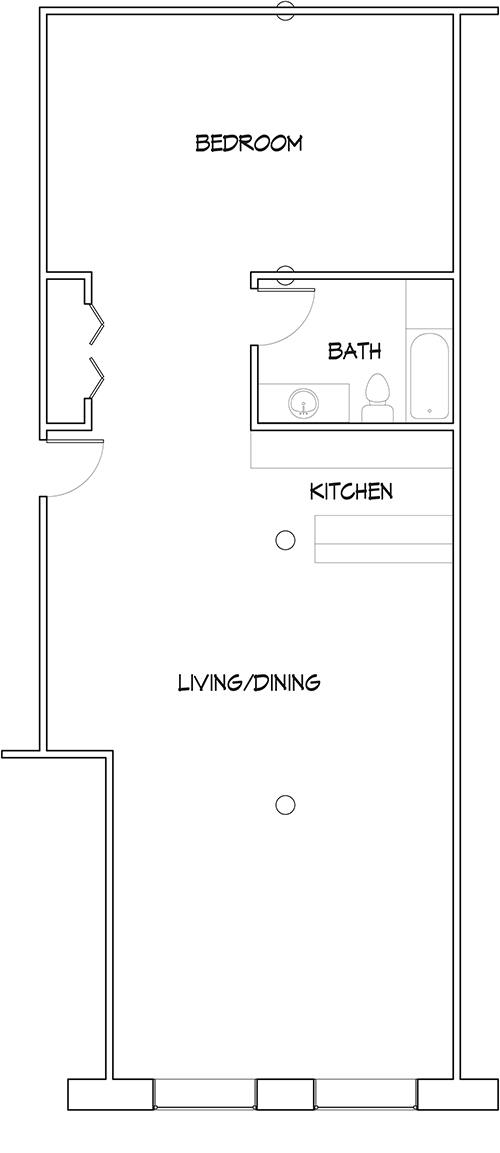 Flats at North Salina Floorplan about 1050 sq ft