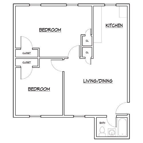 Flats at North State 2 Bed 1 Bath option 2