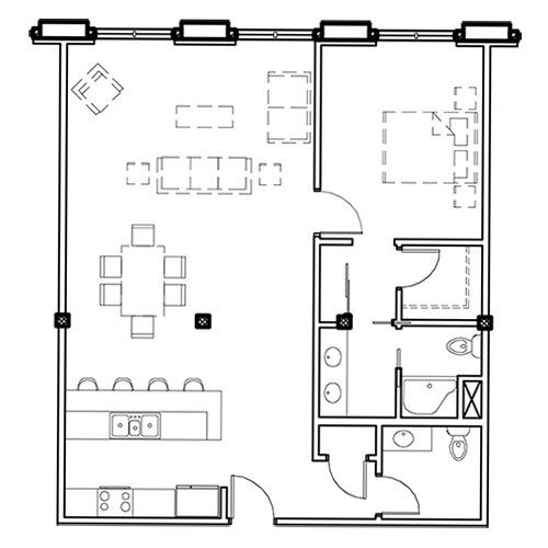 Franklin View Terrace One-Bedroom-1025-SF