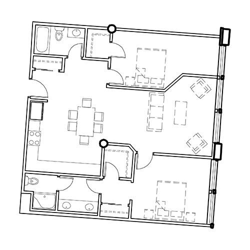 Franklin View Terrace Two-Bedroom-1080-SF