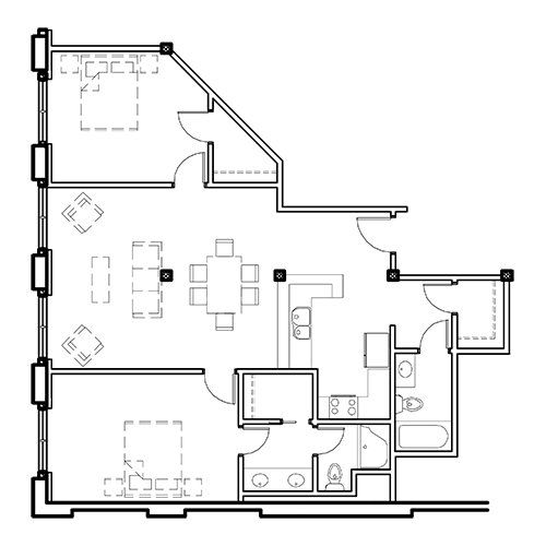 Franklin View Terrace Two-Bedroom-1130-SF