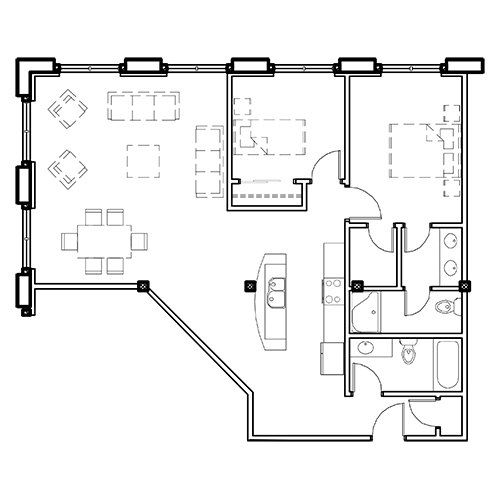 Franklin View Terrace Two-Bedroom-1150-SF