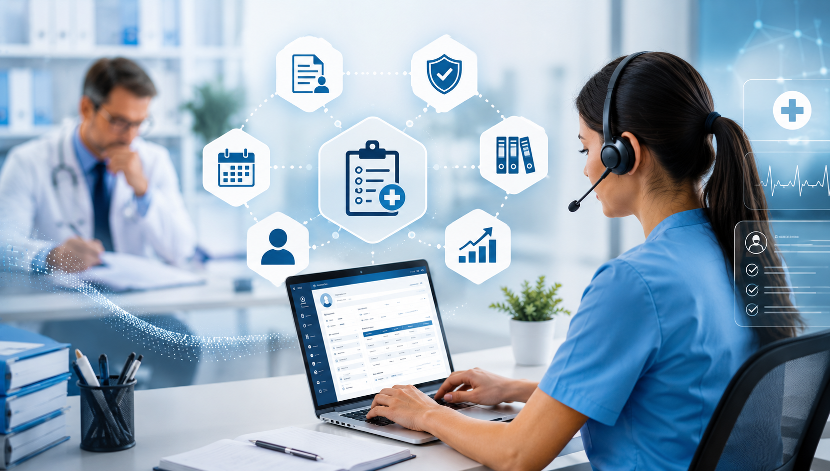Virtual medical assistant supporting medical coding workflows through EHR management, documentation 