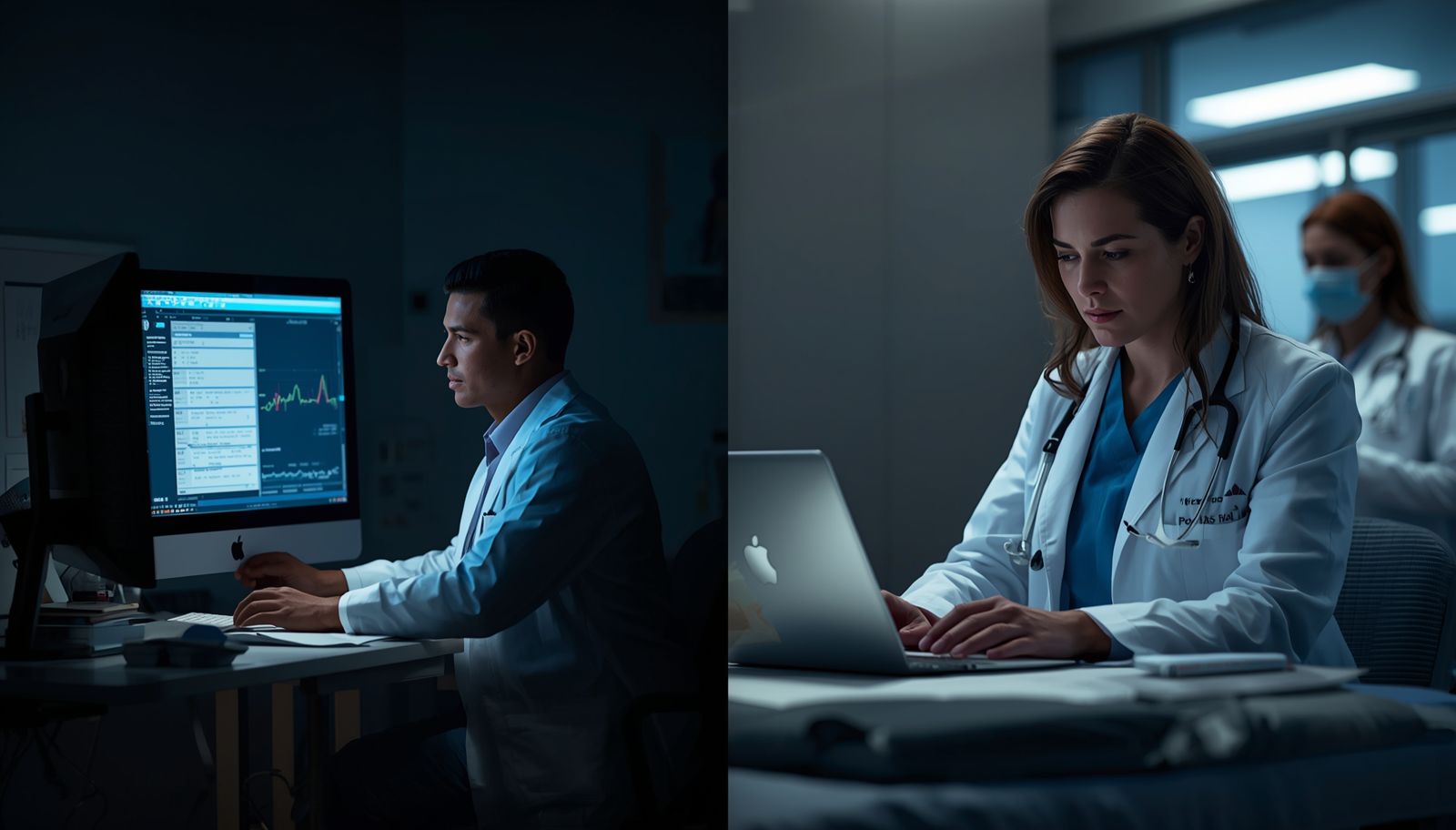 dermatologist using virtual medical scribe during patient consultation