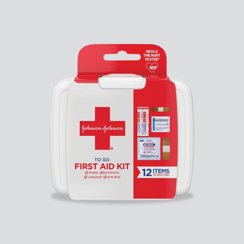 A johnson johnson first aid kit contains 12 items