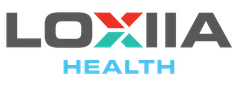 A logo for loxia health is shown on a white background.